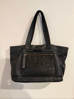See By Chloe Black Leather Logo Tote